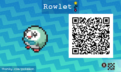 Shiny Rowlet QR Code for Pokémon Sun and Moon