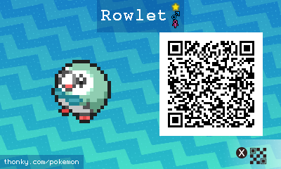 Shiny Rowlet QR Code for Pokémon Sun and Moon QR Scanner