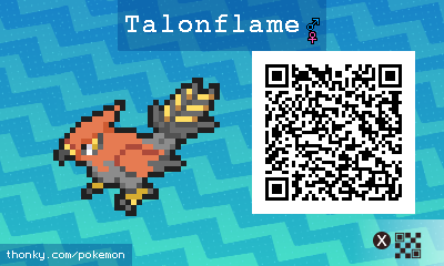 Talonflame QR Code for Pokémon Sun and Moon