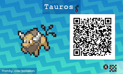 Tauros QR Code for Pokémon Sun and Moon QR Scanner