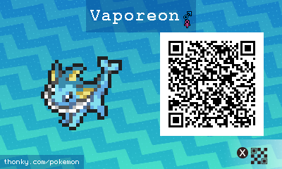 Vaporeon QR Code for Pokémon Sun and Moon QR Scanner