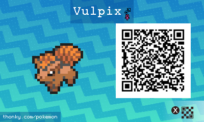 Vulpix QR Code for Pokémon Sun and Moon QR Scanner