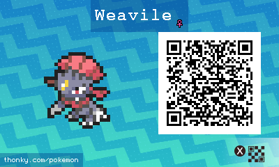 Weavile ♀ QR Code for Pokémon Sun and Moon QR Scanner