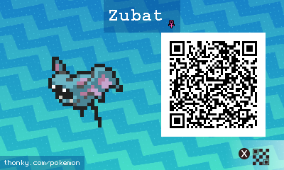 Zubat ♀ QR Code for Pokémon Sun and Moon QR Scanner