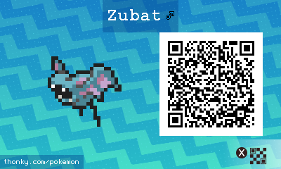 Zubat ♂ QR Code for Pokémon Sun and Moon QR Scanner