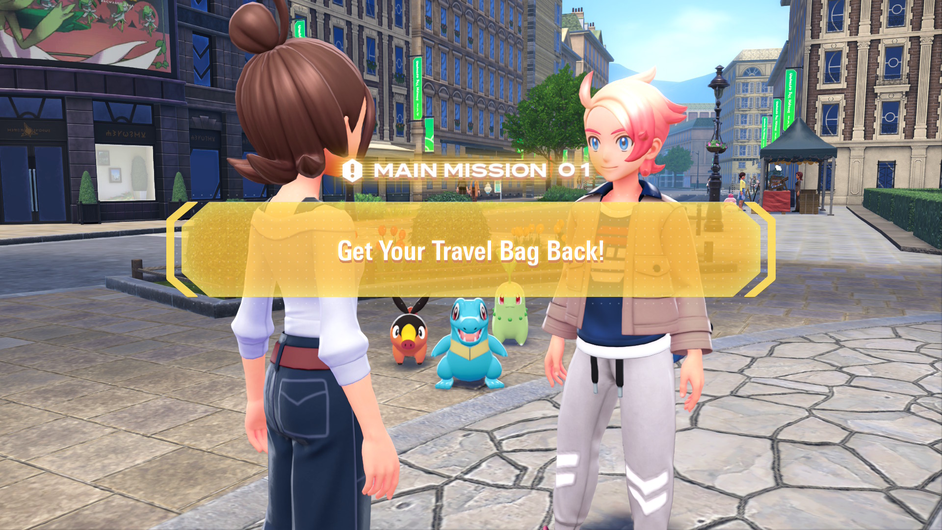 Follow the Pokémon who took your travel bag so you can get it back!