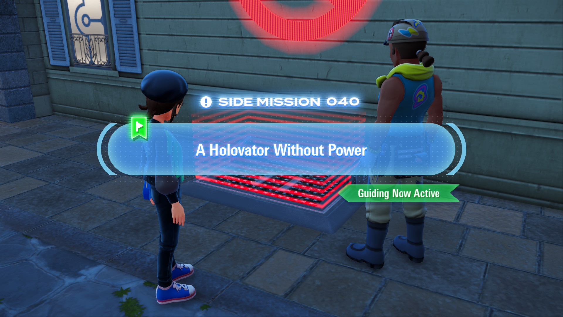 Élec needs a Pokémon to fix a broken Holovator by hitting it with an Electric-type move.