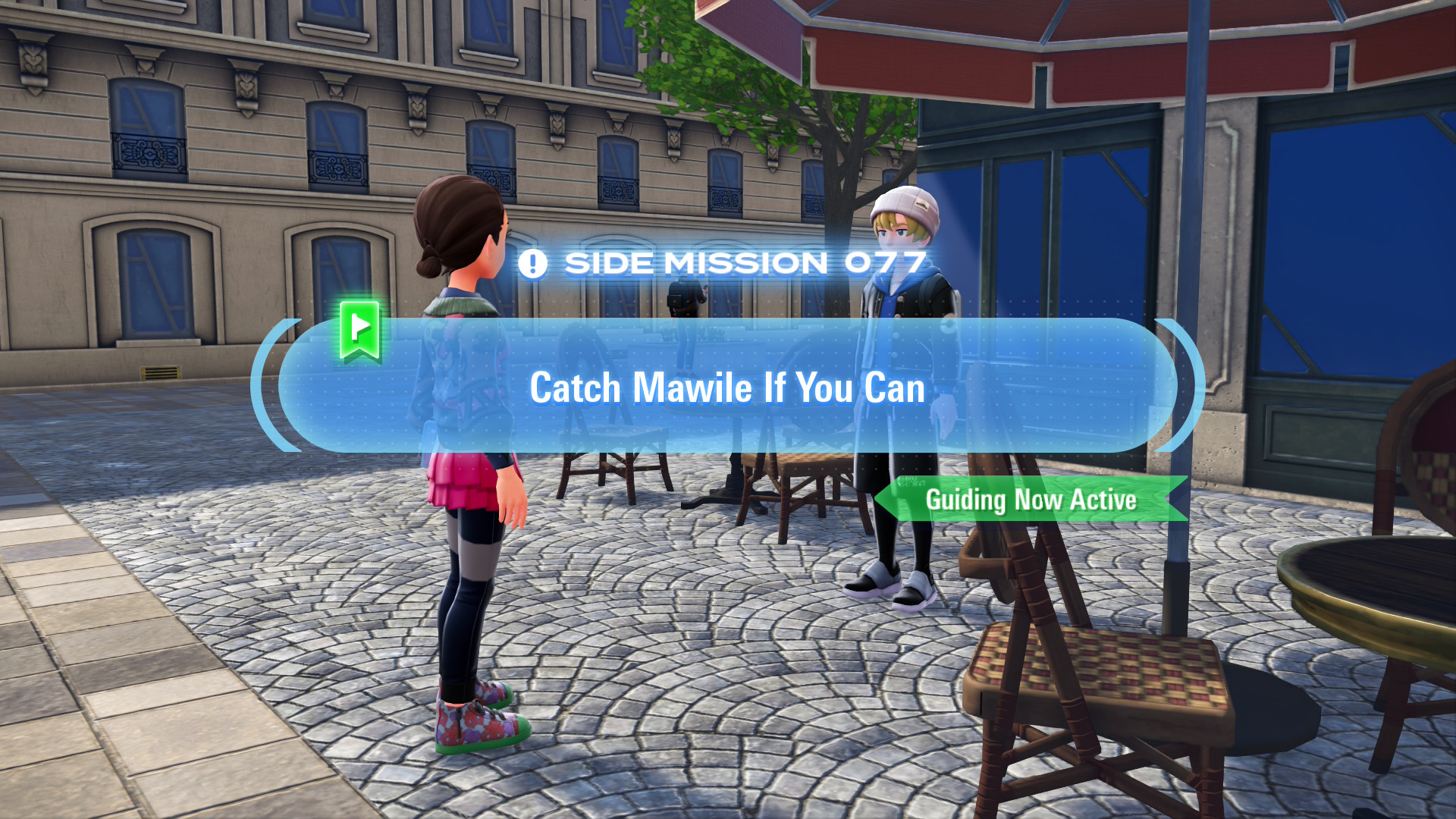 Réu says there is an uncatchable Mawile on a nearby rooftop and he'll give you the 20 Ultra Balls he has left if you can catch it instead.