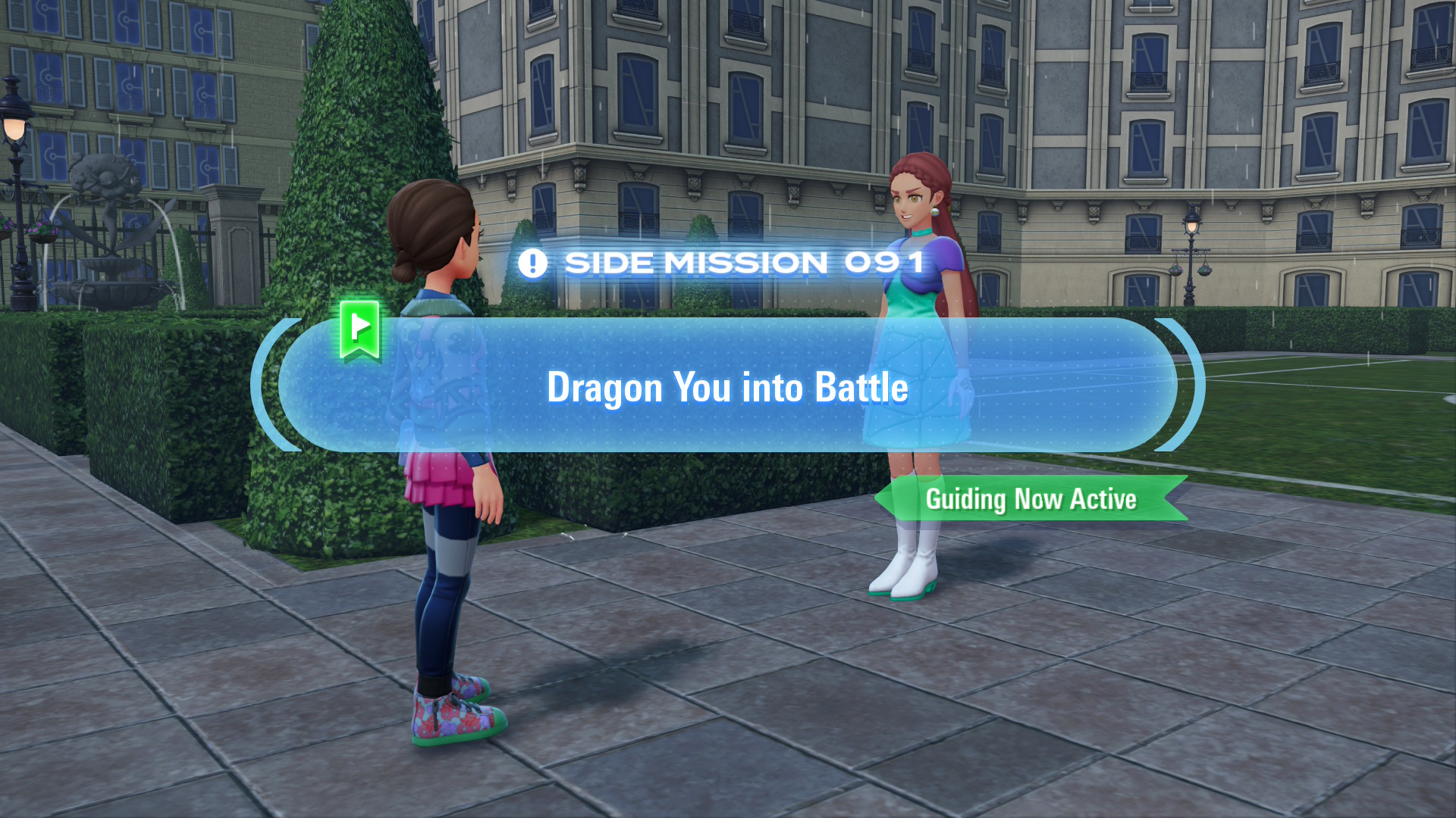 Guivre of the SBC challenges you to a battle with her Dragon-type Pokémon.