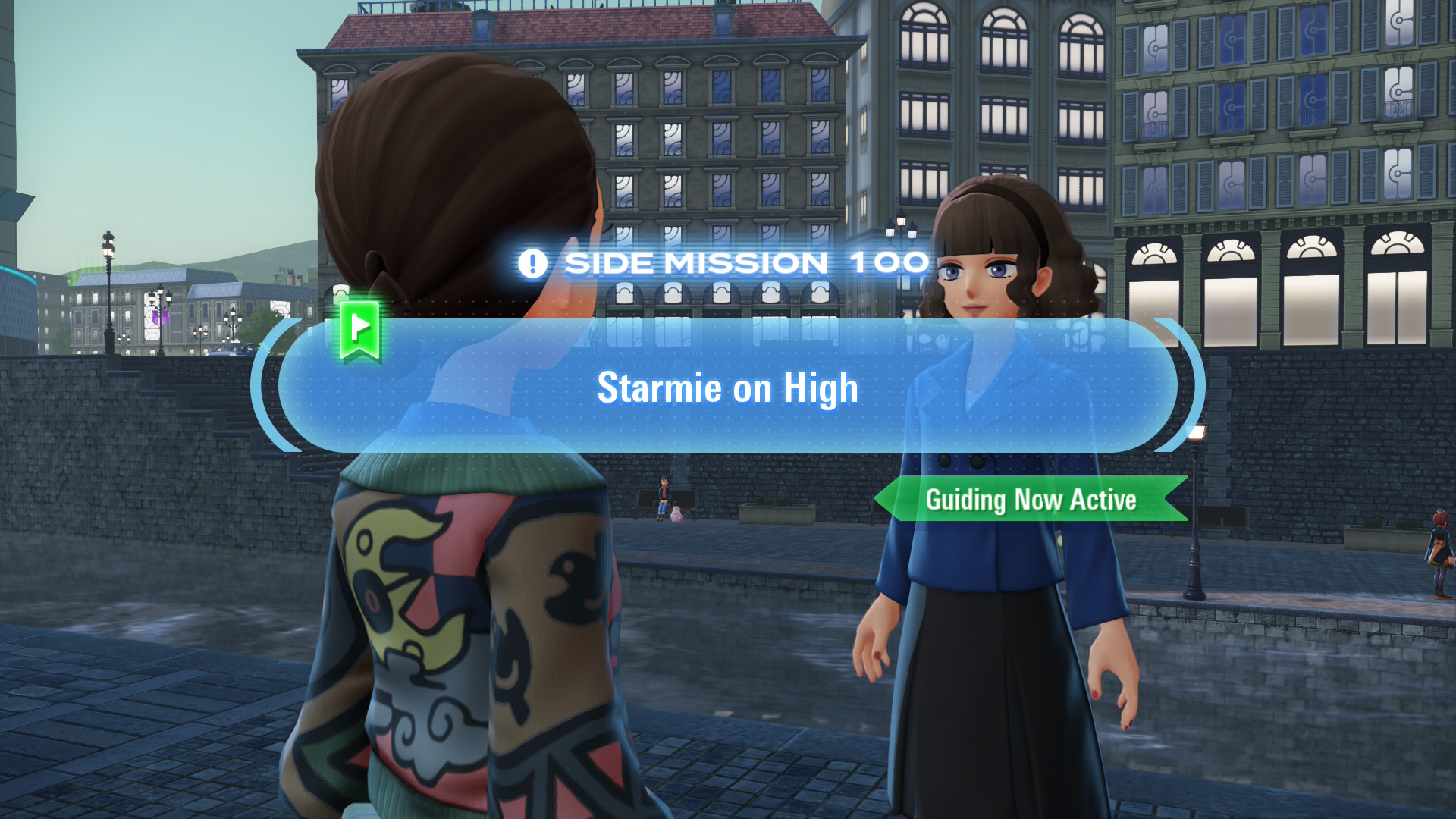 Cate asks you to join her gathering where they will await the Starmie that descend from the sky.