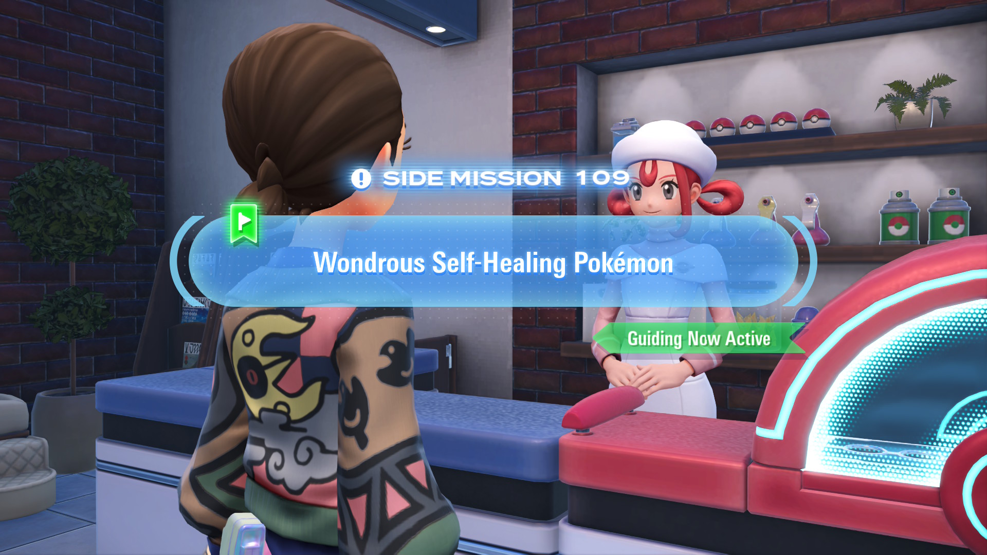 Bien at the Vert Pokémon Center taught HP-restoring moves to her Pokémon and challenges you to a battle.