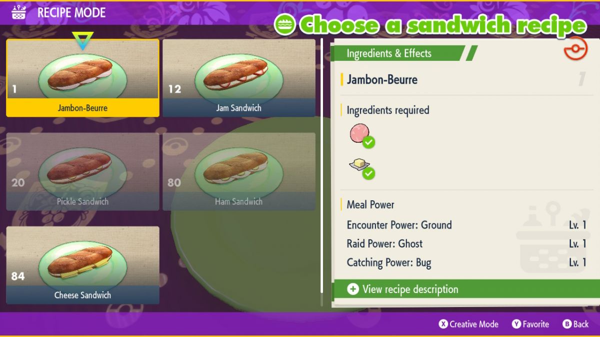 Pokémon Scarlet and Violet full sandwich and ingredient list - Polygon