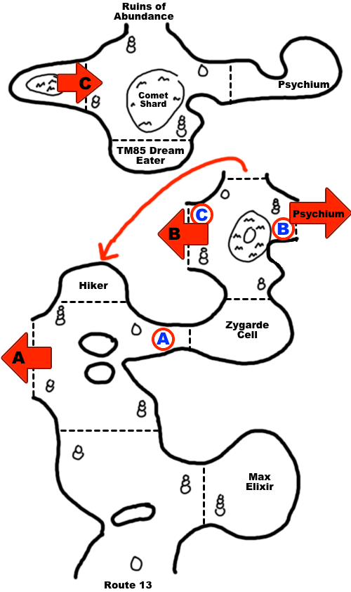 A map of Haina Desert in Pokémon Sun and Moon