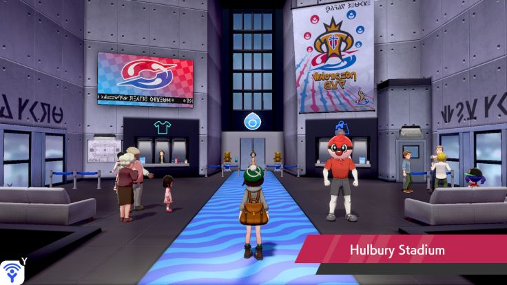 You can go into Hulbury Stadium after you meet Nessa at the Hulbury Lighthouse.