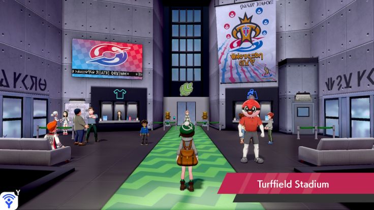After you talk to Sonia about the geoglyph, you can begin your Gym Challenge in Turffield Stadium.