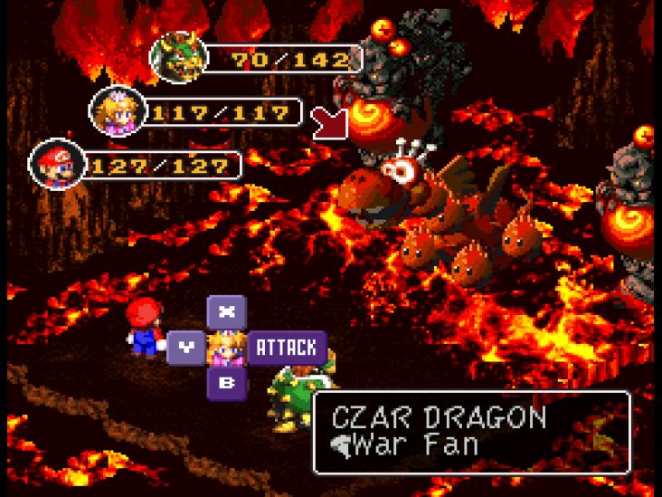 After you make it past Hinopio's shop in Barrel Volcano, you encounter the Czar Dragon.