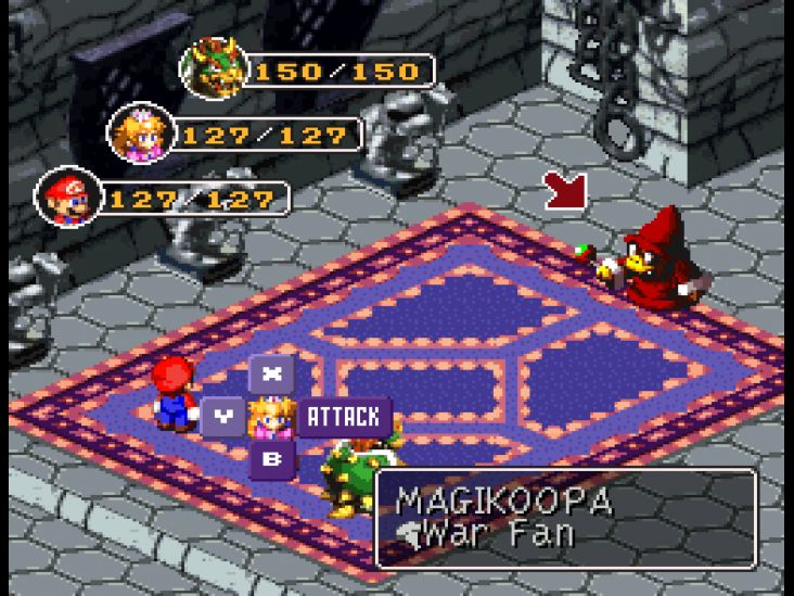 After you make your way through the traps, puzzles, and battles in Bowser's Keep, you confront Magikoopa.
