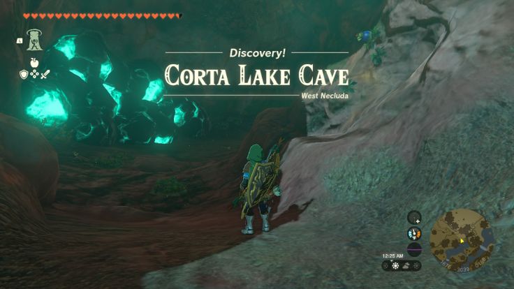 Corta Lake Cave is north of Lakeside Stable and Joju-u-u Shrine, in the northwest part of Lake Floria.