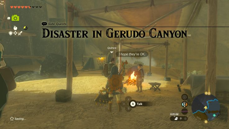 Quince got separated from his friends and Gerudo Canyon and asks you to help look for them.
