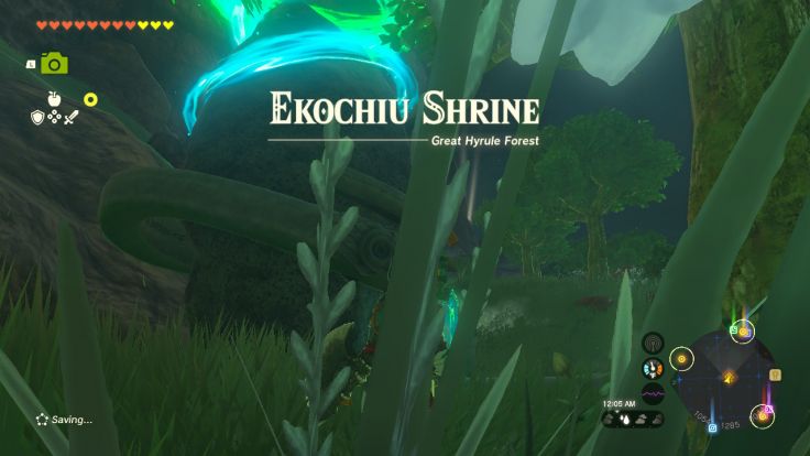 Ekochiu Shrine can be found in the Great Hyrule Forest area, just north of Woodland Stable.