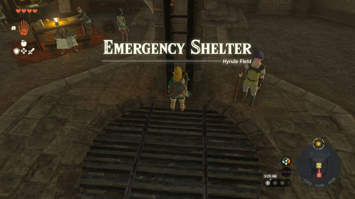 The emergency shelter can be reached in Lookout Landing, south of Hyrule Castle.