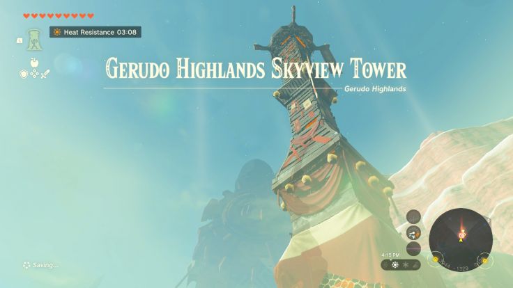 You find the Gerudo Highlands Skyview Tower in the snowy mountains, but the entrance is beneath the snow.