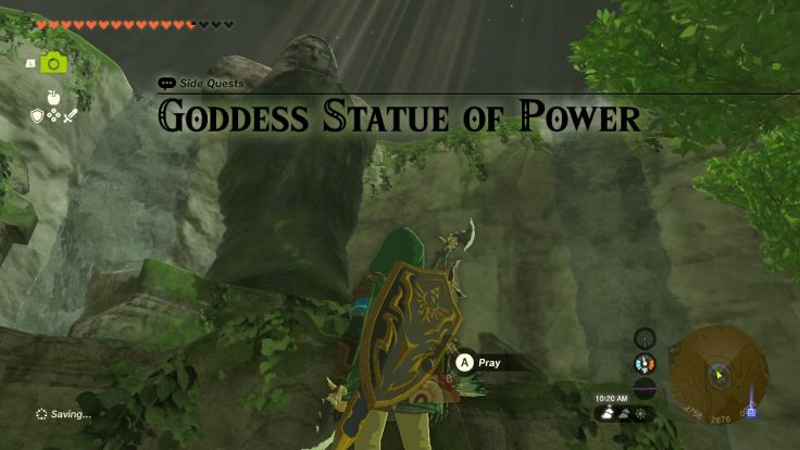 The Goddess Statue at the Spring of Power in the Akkala Region asks you to bring a claw of Dinraal so she can send a measure of her power to the Mother Goddess statue.
