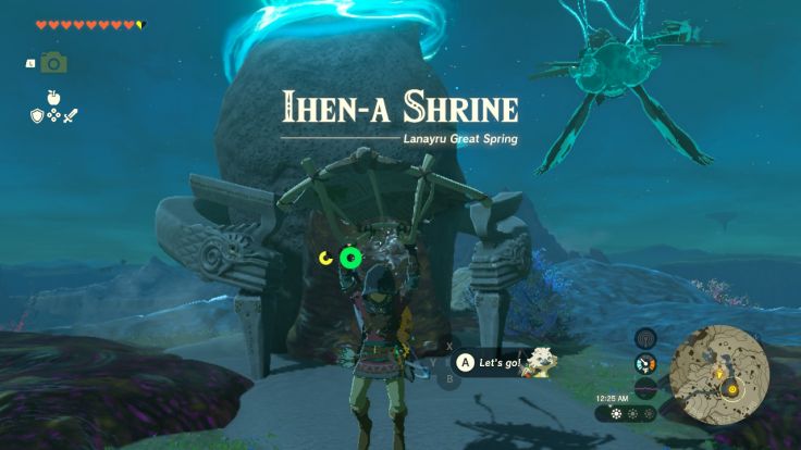 You will find Ihen-a Shrine at Mipha Court on Ploymus Mountain, overlooking Zora's Domain.