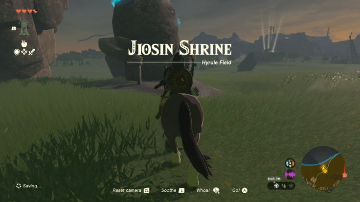 You find Jiosin Shrine near the Hyrule Field Chasm, south of Lookout Landing.