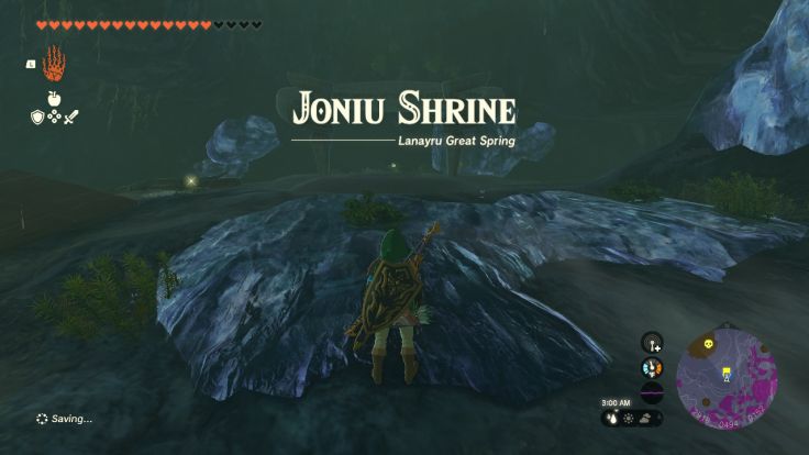Joniu Shrine can be found in Ralis Channel, a cave that has an opening east of Ralis Pond.