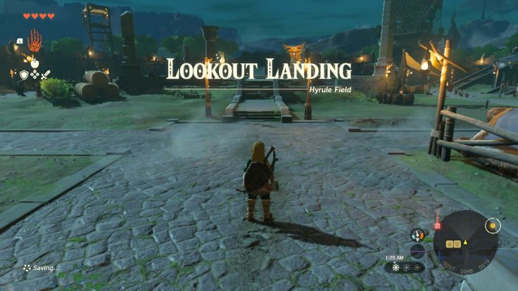 After you arrive in Hyrule, you travel to the settlement of Lookout Landing.