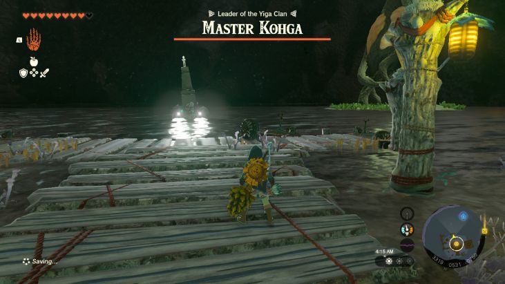 The third time you encounter Master Kohga, he creates a raft to attack you.