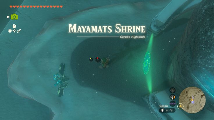 Mayamats Shrine is located on Rutimala Hill in the Gerudo Highlands, west of the Gerudo Highlands Skyview Tower.
