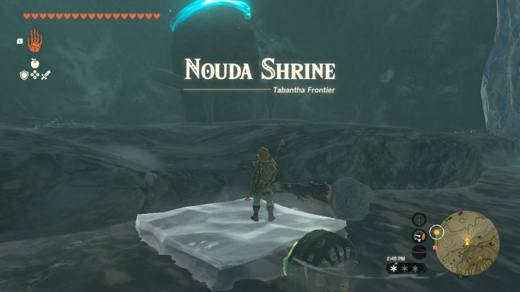 Nouda Shrine is located in the Kopeeki Drifts Cave, southwest of the Snowfield Stable.