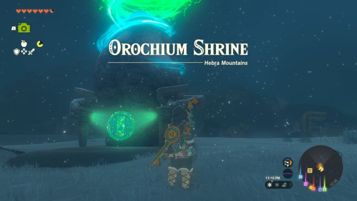 Orochium Shrine is located near the Snowfield Stable on the South Tabantha Snowfield.