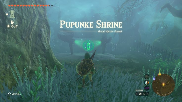 You can open Pupunke Shrine after you give five golden apples to Damia in Korok Forest.