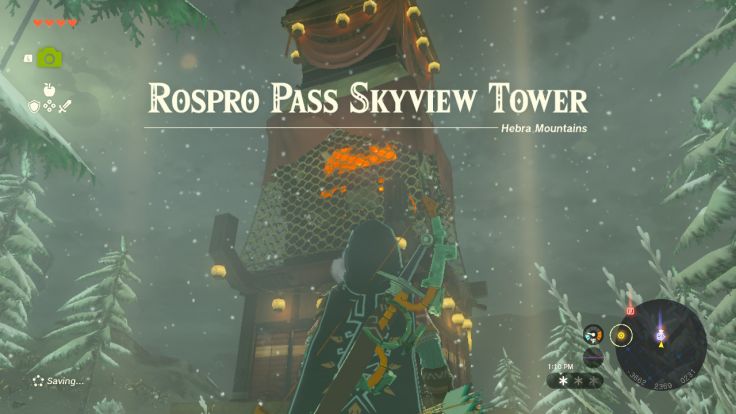 North of Rito Village, and northwest of the Hebra Trailhead Lodge, you will find the Rospro Pass Skyview Tower.