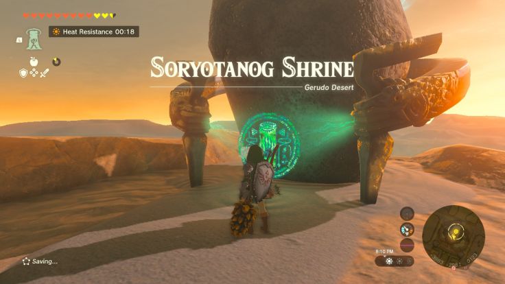 Soryotanog Shrine is in Gerudo Town, on top of the palace in the southwest part of the town.