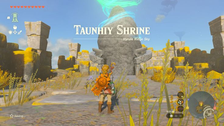 Taunhiy Shrine can be found in the Hyrule Ridge Sky. You will be trained in archery there.