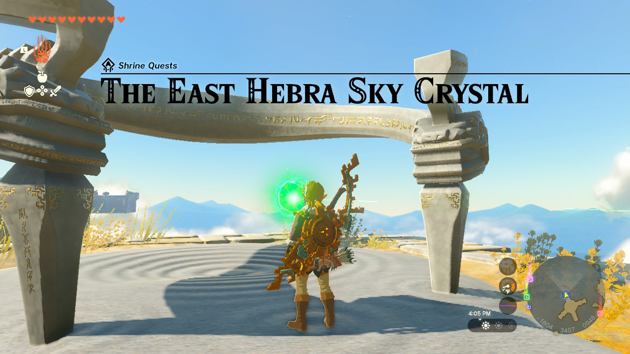 In the East Hebra Sky Archipelago, you receive this quest when you check on the empty shrine. In the East Hebra Sky Archipelago, you receive this quest when you check on the empty shrine.