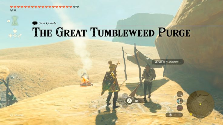 Barles wants to get rid of all the tumbleweeds in the trash heap that she found in Gerudo Canyon.