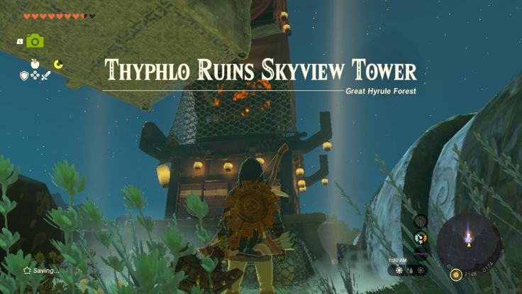 You find the Thyphlo Ruins Skyview Tower north of the Lost Woods, but it's not working.