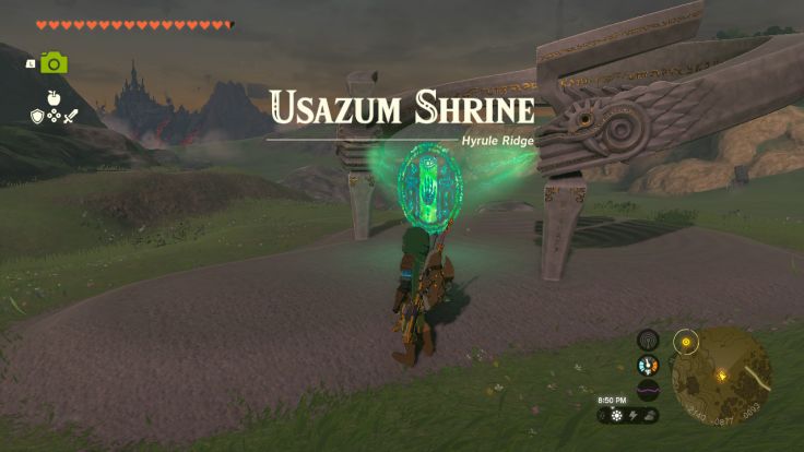 You find a shrine west of Manhala Bridge in Hyrule Ridge that has a beam of light shining toward a nearby cave.