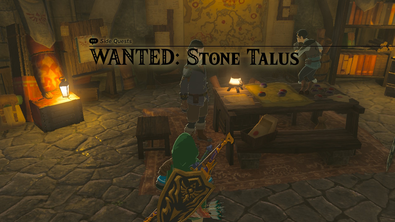 Gralens in the Emergency Shelter requests your help in defeating a Stone Talus in Akkala. Gralens in the Emergency Shelter requests your help in defeating a Stone Talus in Akkala.