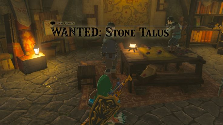 Gralens in the Emergency Shelter requests your help in defeating a Stone Talus in Akkala.