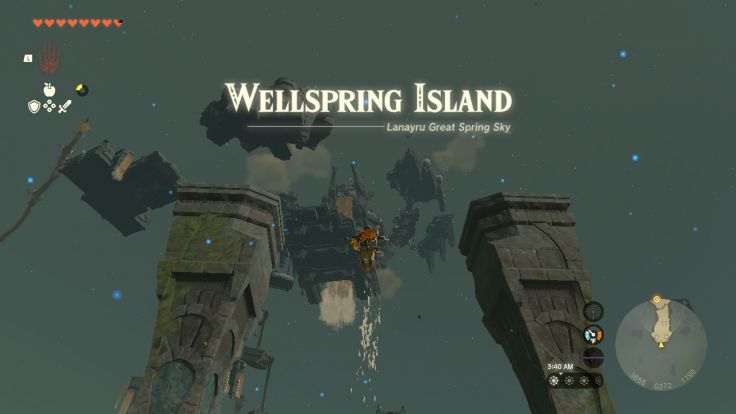 From the Ancient Zora Waterworks, you create a path to Wellspring Island.
