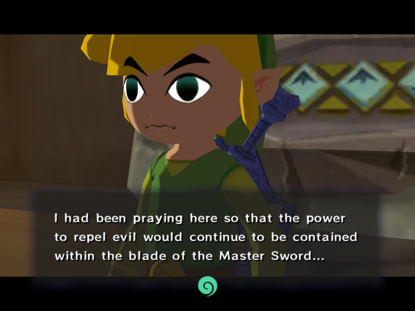 To fully power up the Master Sword, Link must play the Wind God's Aria for an old friend from the Forest Haven. To fully power up the Master Sword, Link must play the Wind God's Aria for an old friend from the Forest Haven.