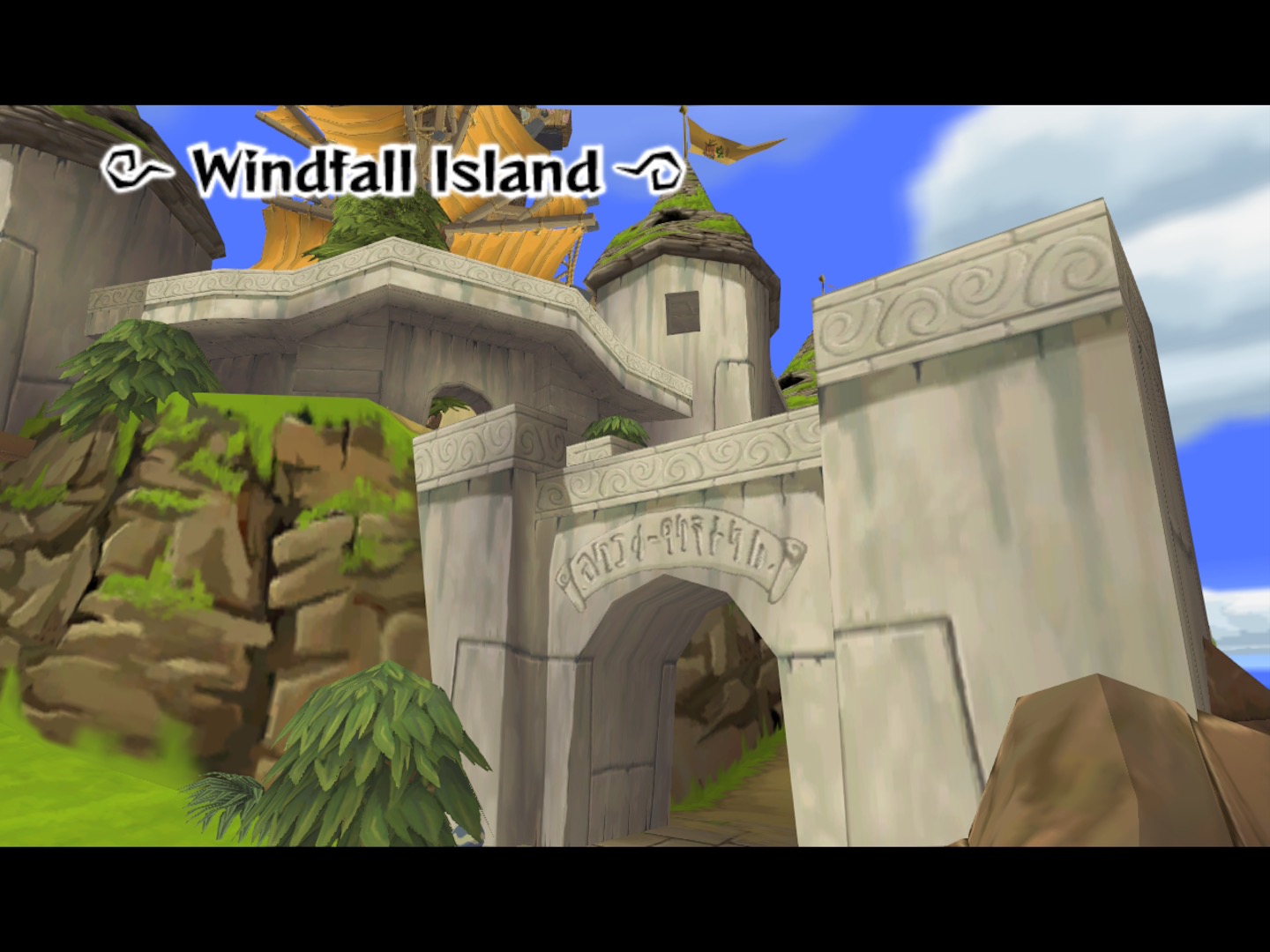 Finding himself washed up on the shore of Windfall island, Link discovers a curious boat. Finding himself washed up on the shore of Windfall island, Link discovers a curious boat.